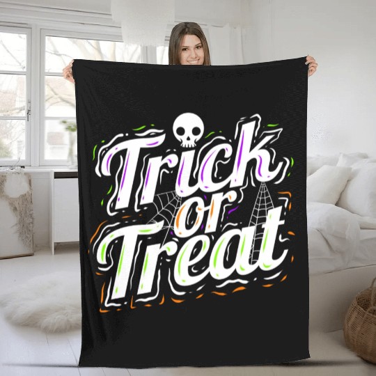 Trick Or Treat Spiderweb Halloween Fleece Blankets