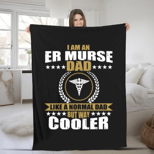 Funny ER Murse Dad For Men Fleece Blankets