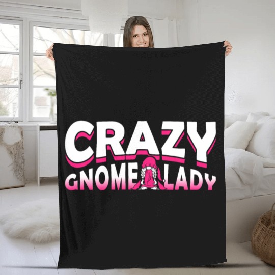 Lawn Garden Crazy Gnome Lady Design for a Garden Fleece Blankets