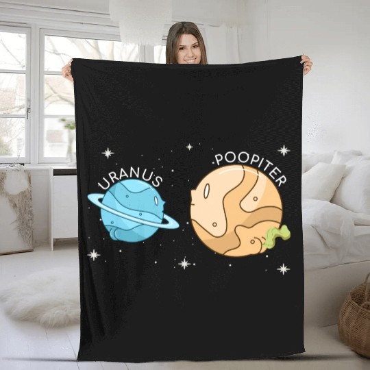 Uranus Poopiter Funny Uranus Planet Space Lover Fleece Blankets