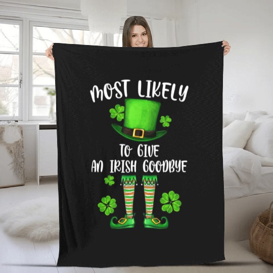 Irish Shamrock St Patricks Cow Fleece Blankets