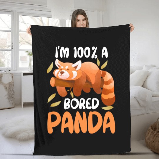 Red Panda Bored Cute Animal Lazy Animal Lover Fleece Blankets