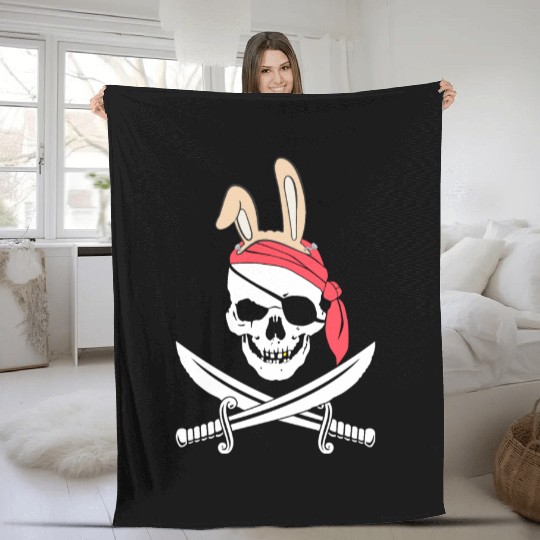 Jolly Roger Easter Funny Bunny Apparel for Egg Fleece Blankets