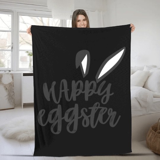 Happy Easter Bunny Rabbit Ears Funny Easter Day Wo Fleece Blankets