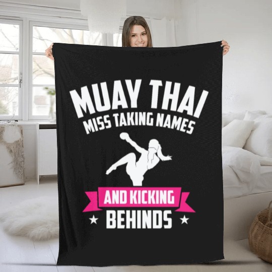 International Women's Day Muay Thai Girl Power Fleece Blankets