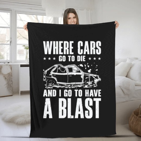 Demolition Derby Car Demo Driver Fleece Blankets