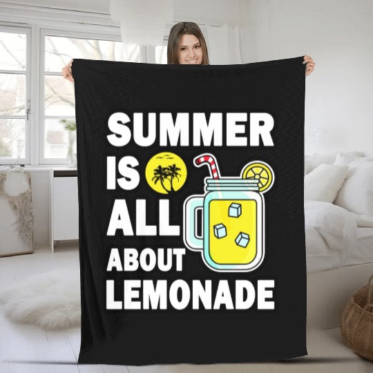 Lemonade Lover Summer Quote Fleece Blankets