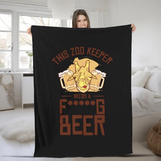 Zookeeper Drinking Beer Zookeeping Beer Lover Fleece Blankets