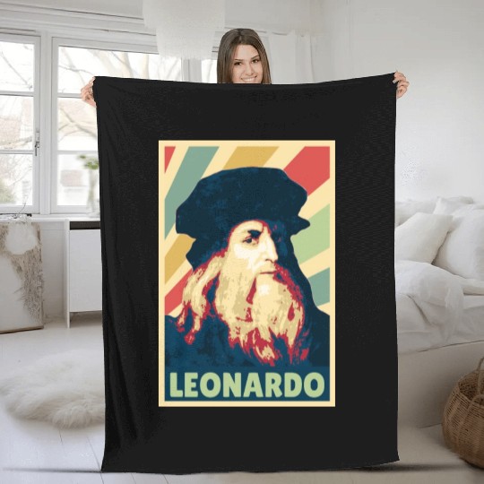 Leonardo Da Vinci Vintage Colors Fleece Blankets