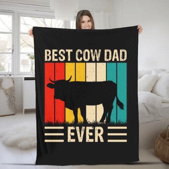 Best dad cow ever Fleece Blankets