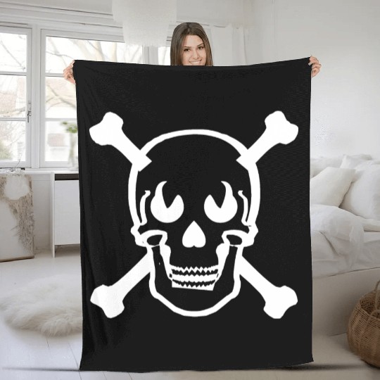 Skull and crossbones design white Fleece Blankets