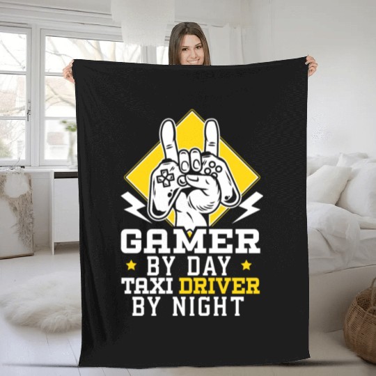 Gamer By Day Taxi Driver By Night Cab Driver Fleece Blankets