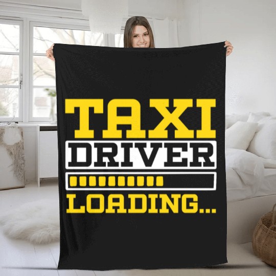 Taxi Driver Loading Taxicab Cab Driver Cabbie Fleece Blankets