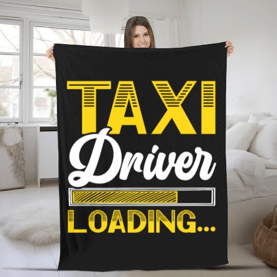 Taxi Driver Loading Taxicab Cab Driver Cabbie Fleece Blankets