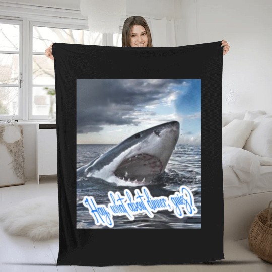 Dinner - Hungry shark asking for dinner Fleece Blankets
