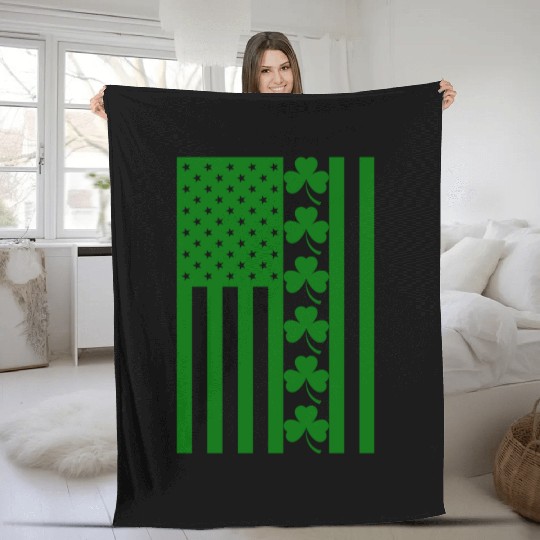 St Patricks Day American Flag Fleece Blankets