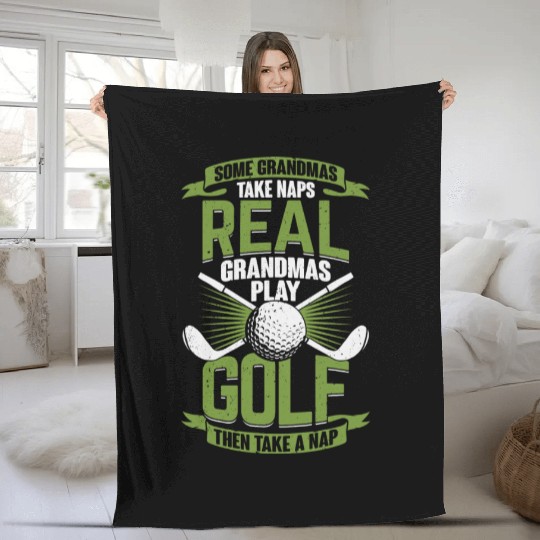Funny Golf Golfing Grandma Grandmother Gift Fleece Blankets