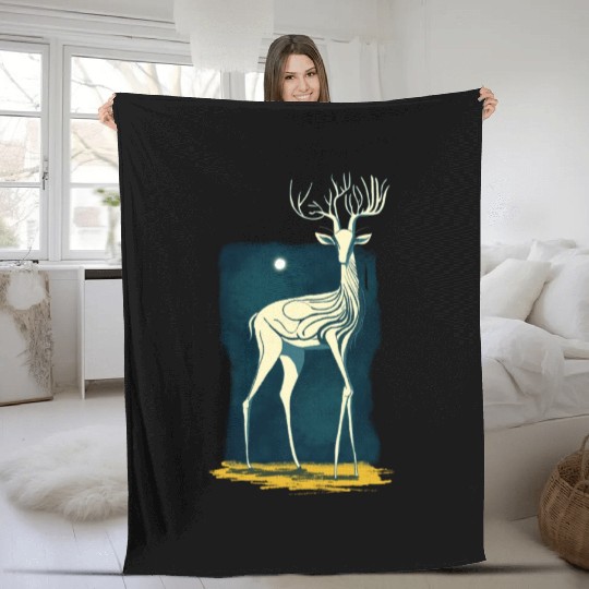 Moon Deer Fleece Blankets