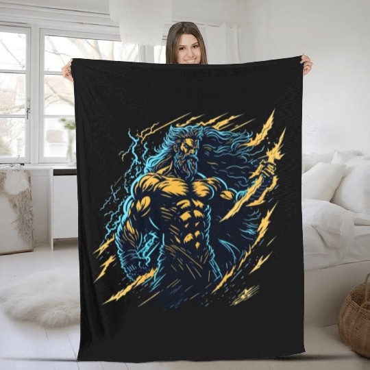 Zeus God of thunder and lightning Fleece Blankets