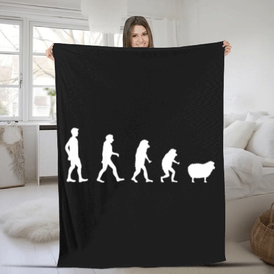 Human to Sheep Evolution Fleece Blankets