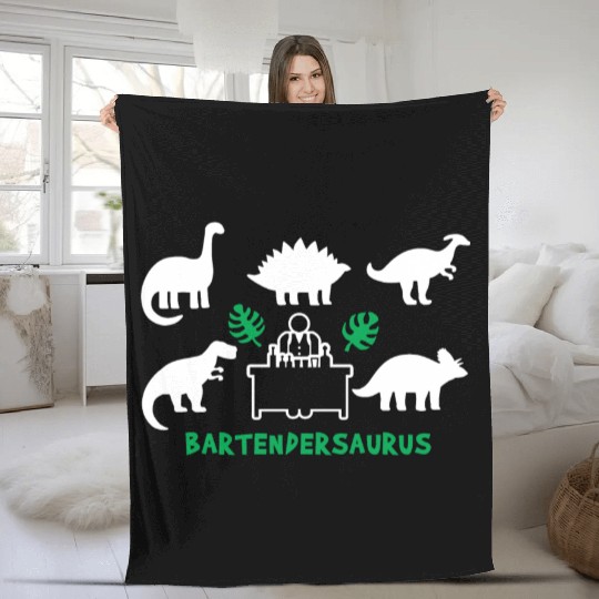 Bartender Saurus Dinosaurs Fleece Blankets