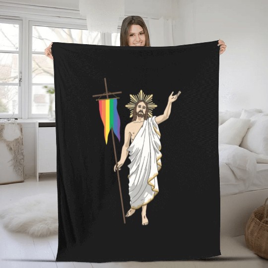 LGBT Jesus Equal Rainbow Christian Fleece Blankets