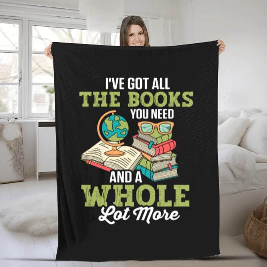 Librarian Bookworm Book Nerd Reading Library Fleece Blankets