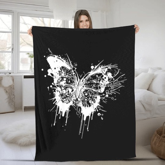 Tattoo Ink Splash Butterfly Fleece Blankets