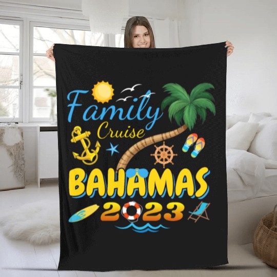 Family Cruise Bahamas 2023 Matching Group Summer Fleece Blankets