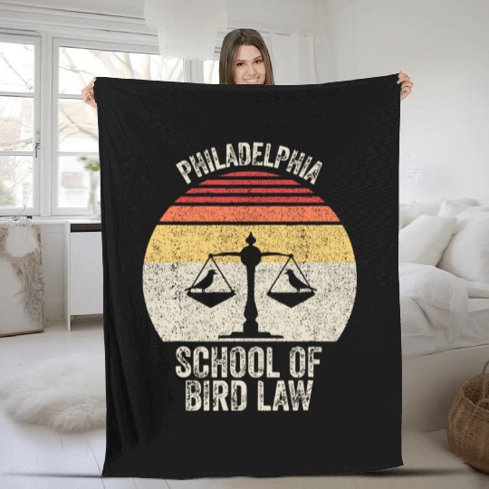 Vintage Retro Philadelphia School Of Bird Law Funn Fleece Blankets