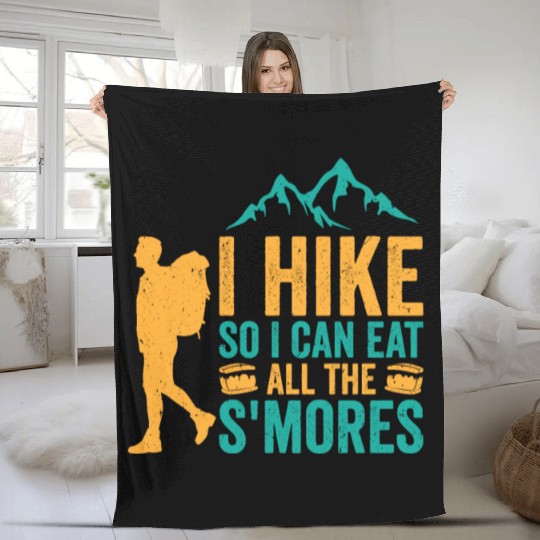 Hiking Camping Mountain Hiker Fleece Blankets