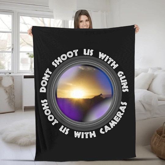 Dont Shoot Us Wildlife Conservation Giraffe Sunset Fleece Blankets