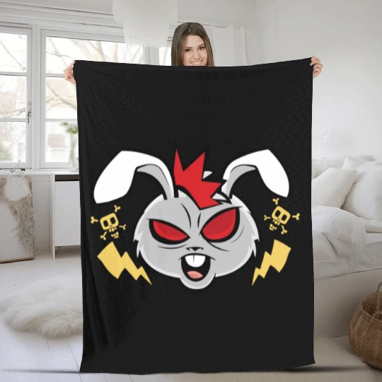 Easter Metalhead Bunny Rock Music Rabbit Fleece Blankets