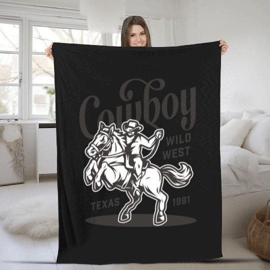 COWBOY WILD WEST TEXAS 1991 Fleece Blankets