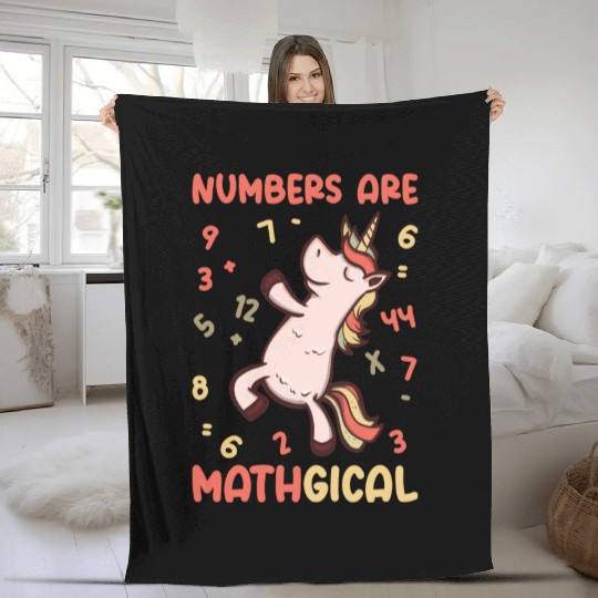 Math Number Lovers Mathematics Unicorn Teacher Fleece Blankets
