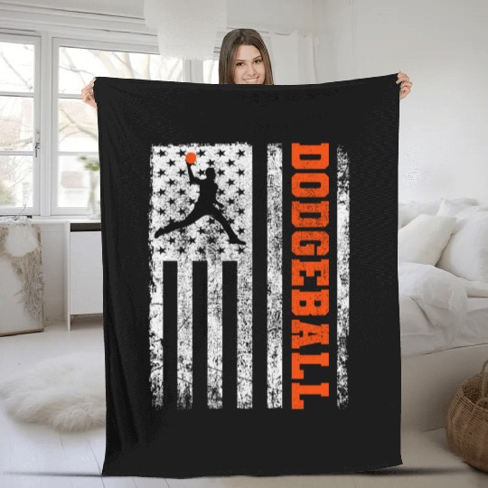 American Flag Dodgeball Player Coach Team Sports Fleece Blankets