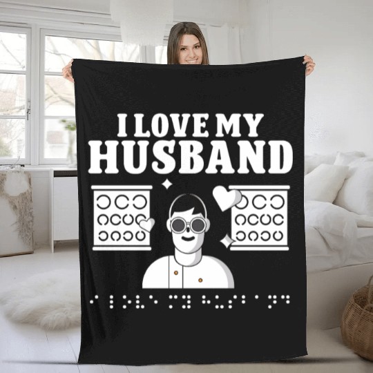 Blindness i love my husband blindness awareness Fleece Blankets