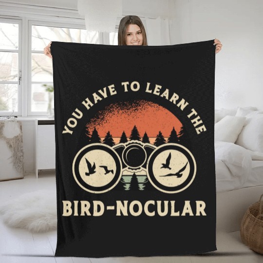 Bird Watching The Bird Nocular Retro Bird Watcher Fleece Blankets