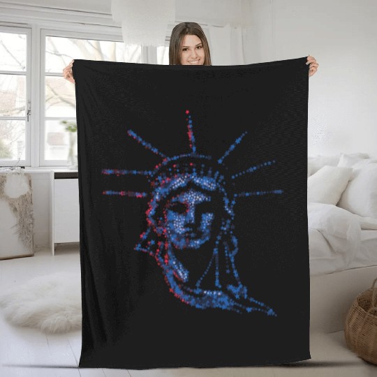 Statue Of Liberty 4th Of July American US Flag Fleece Blankets