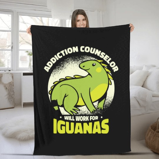 Iguana Lizard Addiction Reptile Iguana Lover Fleece Blankets