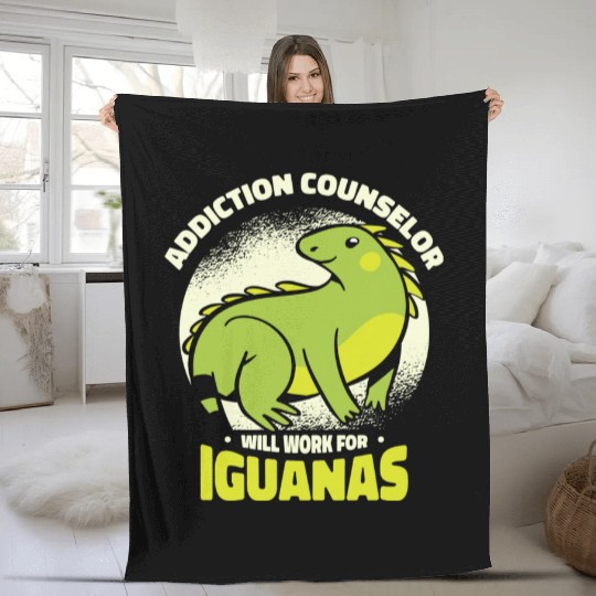 Iguana Lizard Addiction Reptile Iguana Lover Fleece Blankets