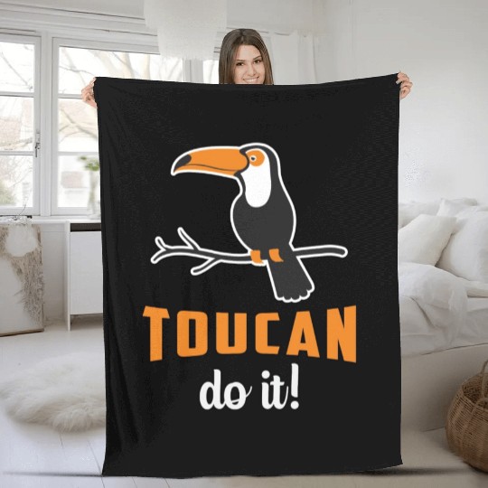 Toucan Do It Bird Watcher Watching Retro Toucans Fleece Blankets