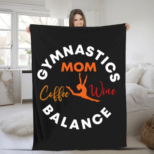 Gymnastics Mom Coffee Wine Balance fitness, gym Fleece Blankets