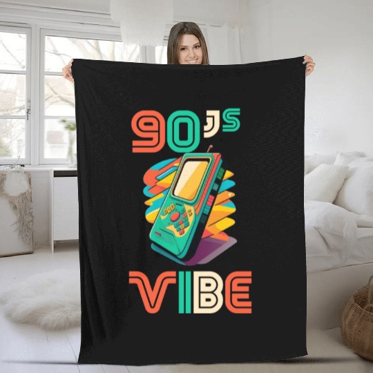 90s Vibe - I Love The 90s - Retro 90s Neon Fleece Blankets