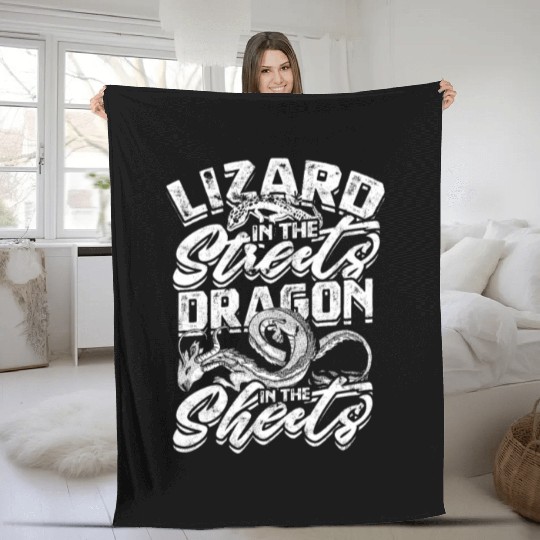 Lizard in the Streets, Dragon in the Sheets - Fleece Blankets