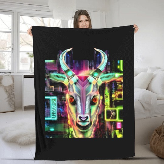 Neon Baphomet Fleece Blankets