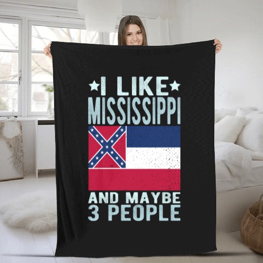 Mississippi Flag US State Fleece Blankets