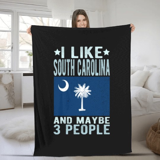 South Carolina Flag US State Fleece Blankets