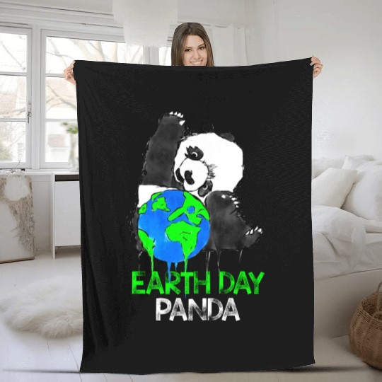 Earth Day Panda Fleece Blankets