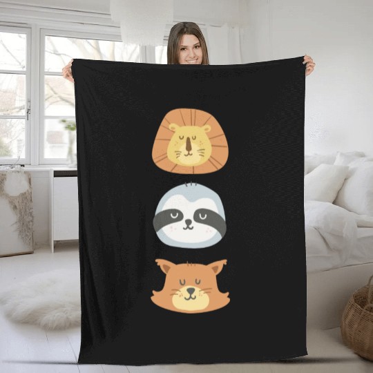 Lion, Sloth and Weasel Fleece Blankets